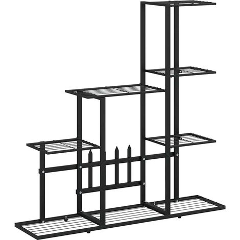 Plant Stand Black Black powder-coated metal Medium Sturdy vidaXL