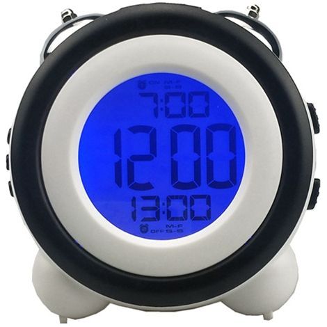 Lautloser LED-Wecker mit Licht, elektronischer Wecker für Zuhause, hohe Lautstärke – Schwarz