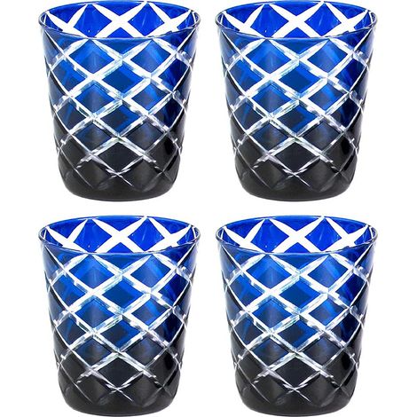 Verre en cristal Dio lot de 4 140 ml H 8 cm bleu (1/5)