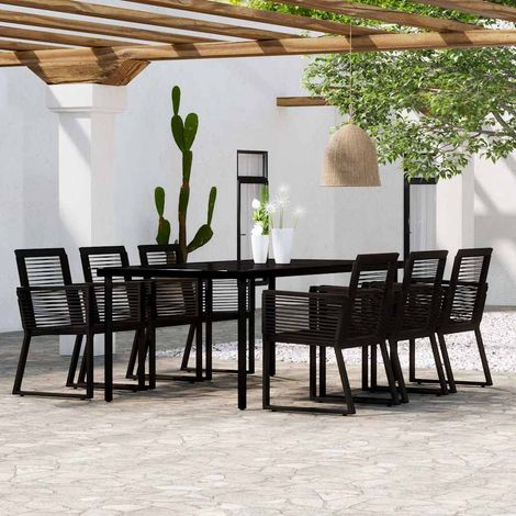 vidaXL Juego de comedor de jardín 7 piezas negro (1/4)