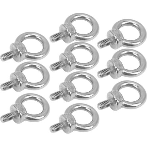 Lot de 10 boulons à œil de levage M6 en acier inoxydable, robustes et de qualité marine. (1/5)