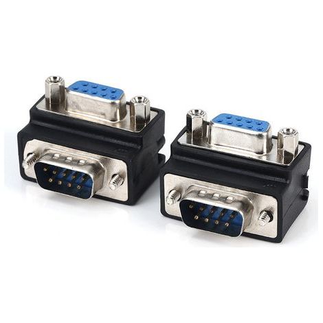 Adaptateur de port série RS232 DB9Pin, adaptateur coudé à 90 degrés DB9 mâle vers femelle 9 broches. (1/5)