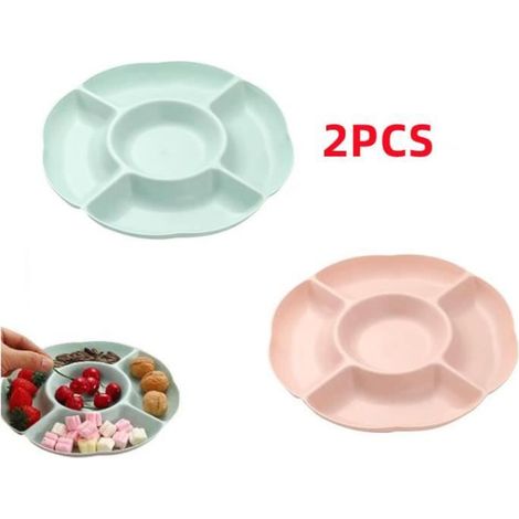 Plat de fruits - Non spécifié - Non spécifié - Couleur VERT et ROSE - Paille de blé - 24.5 CM (1/4)
