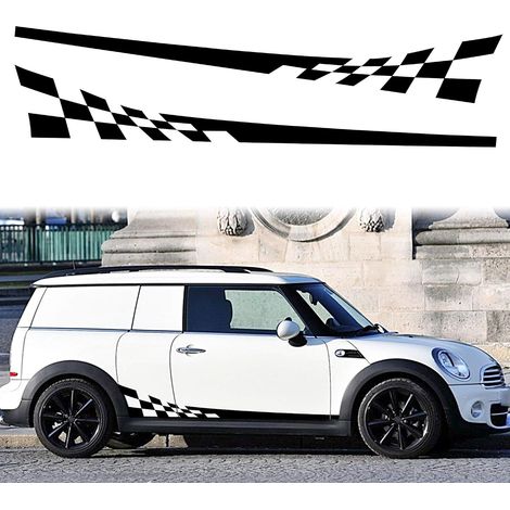 1 Paire Autocollants à Rayures latérales de Drapeau à Damier de Course Treillis Grille Rayure Graphique étanche porte de Voiture Autocollants Latéraux Décorations (Noir) (1/5)