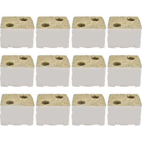 12 blocs de culture hydroponique en laine de roche à double trou, absorption rapide, idéal pour la plantation en hydroponie