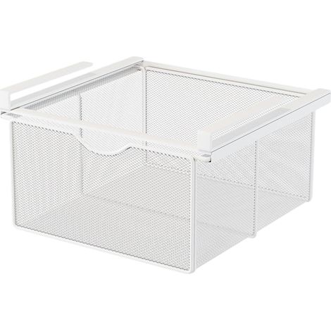 Hanging Closet Organizer Drawer Sliding Hanging Metal Storage Basket Under Clothes Storage for Bunk Bed, Bed Rails and Wardrobe, White (1/5)
