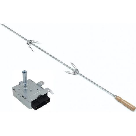 SPIEDO 80 CM + MOTORE 6 W 2 FORCHETTE RITAGLIABILE MISURA GIRARROSTO BARBECUE