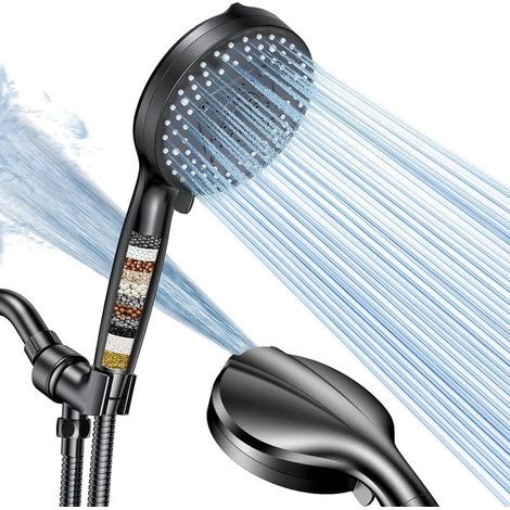 Duschkopf mit Filter, herausnehmbarer 10-stufiger Hartwasserfilter, Hochdruck-Handbrause fürs Badezimmer, Verstopfungsschutz und elektrische Reinigung, reinigt Fliesen (1/4)
