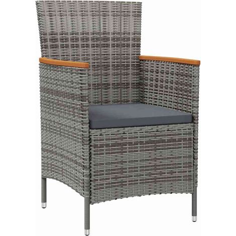 Maison Exclusive - Garten-Essstühle 2 Stk. Poly Rattan Grau (1/5)