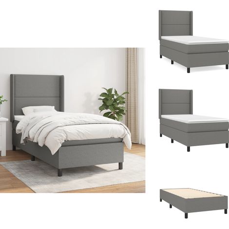 Boxspringbett mit Matratze Dunkelgrau 90x200 cm Stoff - Boxspringbett - Doppelbett - Bettenrahmen - Lattenrost - Matratze (1/5)