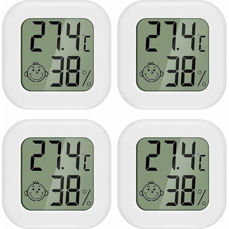 PAIRIER 4 pièces Mini LCD Thermomètre Hygromètre Interieur Termometre Maison Convient pour Les Chambres D'enfants,Les Chambres de Personnes âgées etc (1/5)