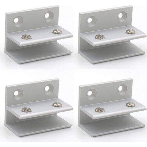 Lot De 4 Pinces À Verre En Forme De F, Support Mural, Pinces De Douche, Étagère, Panneaux De Serrage 10–12 Mm (1/5)