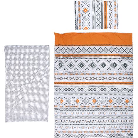 Parure de lit en fibres polyester, motif géométrique, housse de couette, drap plat, taie d'oreiller pour chambre à coucher. (1/5)