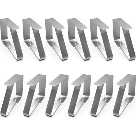 BEBUSINGOTO Paquete de 12 pinzas para mantel de picnic para mesas de exterior - Pinza de acero inoxidable para mantel, apta para mesas de 6 cm de grosor (1/4)