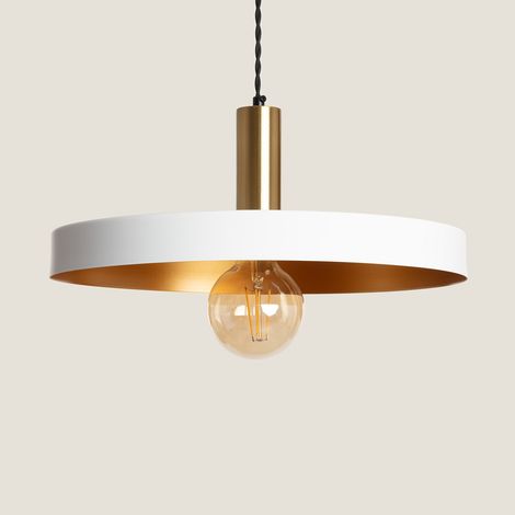 Efectoled – Suspension métal Furiko blanche – Longueur câble réglable – Culot E27 – Pour ampoules LED – Design industriel élégant