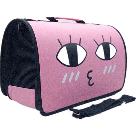 Pink, Large Breathable Mesh Pet Carrier with Mat, Oxford Cloth Go Out Portable Dog Bag (1/4)