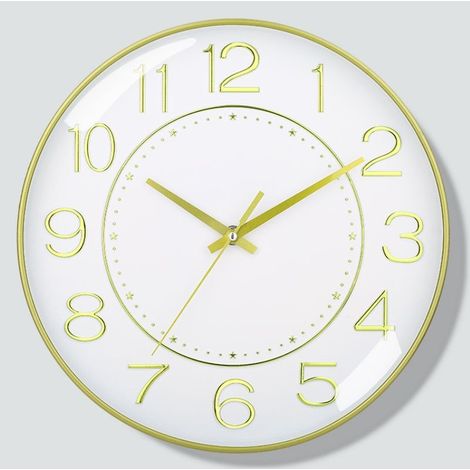 Horloge murale silencieuse de 8 pouces jaune, horloge murale de salon à la mode, horloge à quartz silencieuse simple pour la maison (1/4)