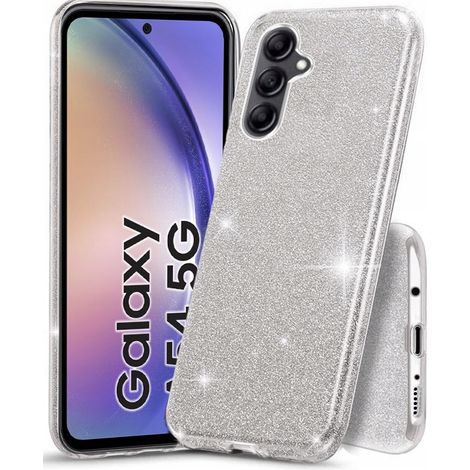 Coque à paillettes 3 en 1 argentée avec verre trempé pour Samsung Galaxy A54 5G (1/5)