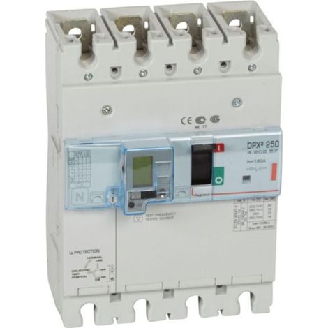 Disjoncteur magnétothermique différentiel DPX³250 pouvoir de coupure 36kA 400V - 4P - 160A - LEGRAND