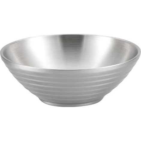 Bol En Acier Inoxydable - Anti-dérapant Avec Rainures - Pour Soupe Riz Nouilles Dessert - Diamètre 20 Cm Hauteur 7 Cm - 1 Pièce (1/5)