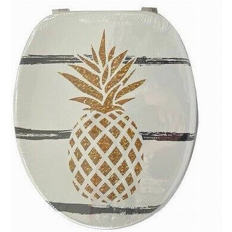 Trade Shop - Copriwater Copri Water Sedile Wc Bagno Universale Cerniere Acciaio Ananas 59258 -