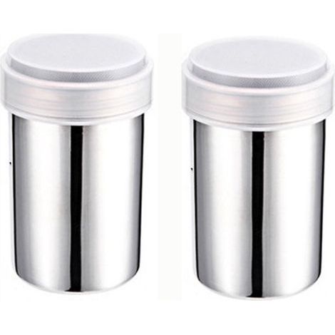 Lot de 2 saupoudreuses en acier inoxydable 304, grand format, pour poivre, sel et épices – 8 × 12 cm (1/5)
