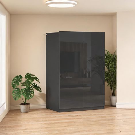 Armoire à chaussures 5 niveaux noir MDF avec étagères réglables (1/5)