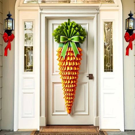 Guirlande Porte Paques - Suspension Porte Carotte Lapin - Décoration Printemps Intérieur Extérieur - 90 x 180 cm - 1 Pièce (1/5)