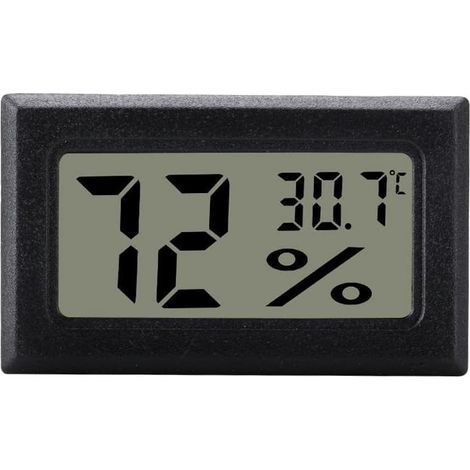 Schwarzes digitales Hygrometer zur Raumklimakontrolle, Mini, LCD