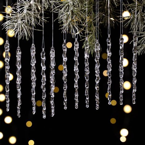 Guirlande De Glaçons En Acrylique - 12 Pièces - Décoration De Noël Pour Arbre Fenêtre Porte - Transparent Résistant Aux Chocs (1/4)