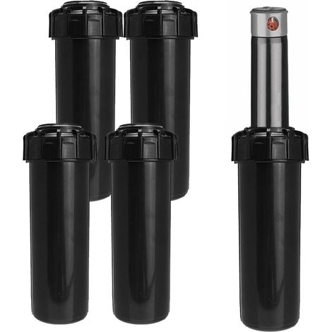 Aspersor emergente, boquilla giratoria, alcance 6.9 - 15.6 metros. Rosca 3/4" hembra. Pack de 5 unidades.  El aspersor de riego enterrado, con filtro incorporado, la boquilla y el filtro son fáciles (1/5)