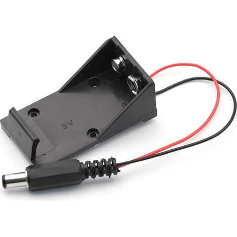 Portapilas para 1 pila 6LR61 9V Arduino DC 5.5x2.1 mm  Negro (1/4)