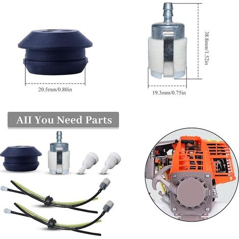 Kraftstoffleitungssatz für Echo SRM, 2-teiliger Kraftstoffleitungssatz mit Filter, universeller Kraftstofffiltersatz für Trimmer, Freischneider, Kettensäge, Heckenschere 13211546730 (1/5)