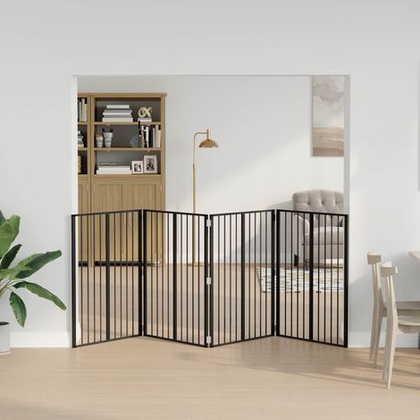 Cancello per cani 4 pcs Nero 80 x 100 cm Acciaio zincato vidaXL