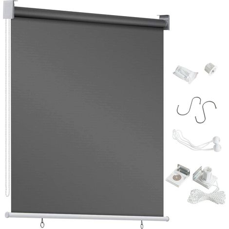 Wolketon Senkrechtmarkise 140 x 240cm Balkonmarkise Sonnenschutz. UV-bestaendige Vertikalmarkise. Windschut und Sichtschutz. aus Metall und Polyester.Anthrazit