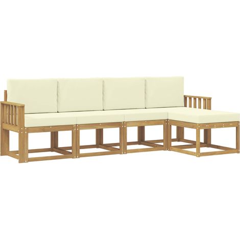 Set di divani da esterno con cuscino 5 pcs Bianco e Crema vidaXL