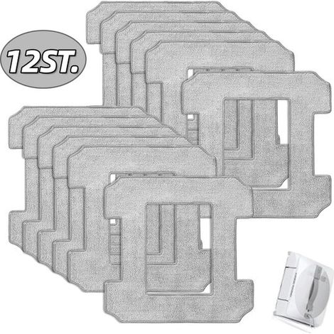 Lot de 12 chiffons de remplacement en microfibre – Compatibles avec robots nettoyeurs de vitres – Lavables et réutilisables – Gris (1/5)