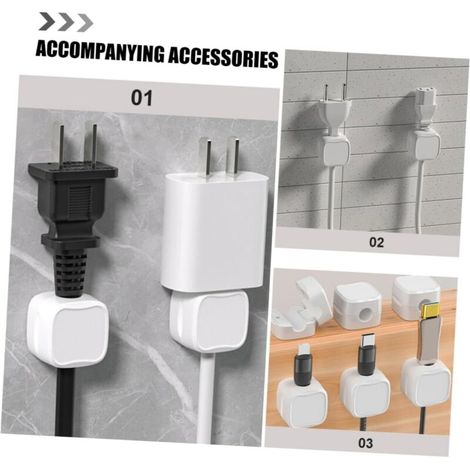 Lot de 6 clips de rangement pour câbles de données, clips de câbles auto-adhésifs, support de câbles, organisateur de câbles magnétiques, organisateur de câbles de charge, clips de fils pour mur, orga (1/3)