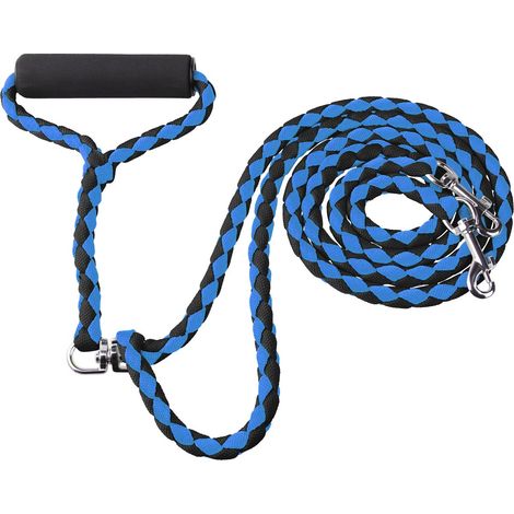 Doppelleine für Hunde – Geeignet für 2 Hunde – Reflektierende Doppelleine mit komfortablem Griff – Blau
