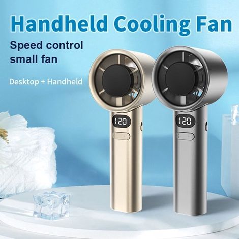 Ventilador portátil，ventilador turbina USB，ventilador de alta velocidad，120 velocidades de viento，control de velocidad continuo，color dorado (1/5)