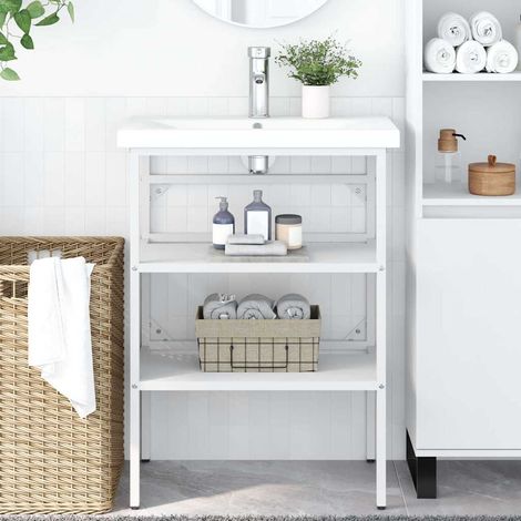 vidaXL Estructura de lavabo de hierro blanco 59x38x83 cm (1/5)