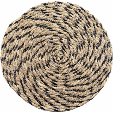 Set de Table Rond en Paille "Nala" 38cm Naturel & Noir (1/3)