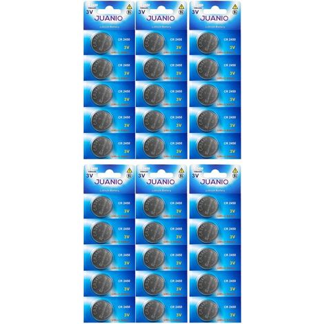 Lot de 30 Piles bouton plates lithium 3V type CR2450/CR 2450 compatibles DL2450 ECR2450 BR2450 Juanio -