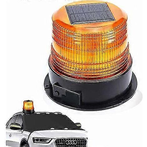 Gyrophare LED rotatif 12 V solaire/USB, indicateur magnétique clignotant, compatible avec voitures, camions et autres véhicules sans fil, ultra-lumineux (1/5)