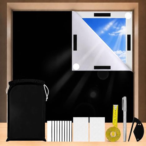 Store 100 % occultant - 300 × 145 cm - Portable - Occultant - Sans perçage - Pour fenêtre de toutes tailles et formes - Convient pour chambre à coucher, chambre d'enfant, grenier, camping-car (1/5)