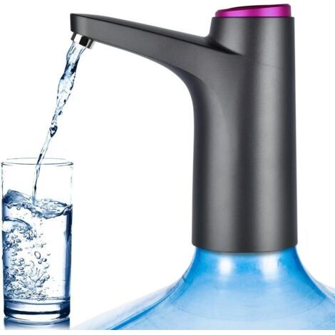 Distributeur d'eau, pompe à bouteille d'eau portable de 7 à 18 litres, pompe à eau électrique universelle avec chargement USB, pompe à eau potable pour camping, maison, bureau (noir) (1/5)