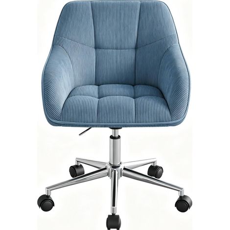 Sedia da ufficio girevole in velluto blu con ruote e altezza regolabile (1/5)