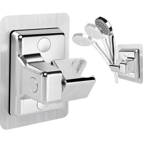1 soporte para cabezal de ducha, giratorio 360°, altura regulable, plástico ABS cromado, para baño. (1/5)