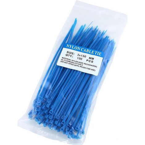100 Stück/Set Kabelbinder, selbstverriegelnd, gute Isolierung, 7 Farben, robuste Kabelbinder für Zuhause-Blue