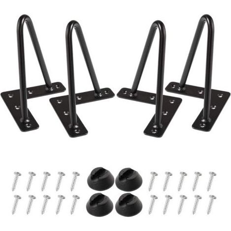 Pieds en épingle à cheveux 15cm ensemble de 4, DIY meubles de table en métal jambes idéales pour la Table à manger, bureau,siècle style moderne (15cm, Noir) (1/5)